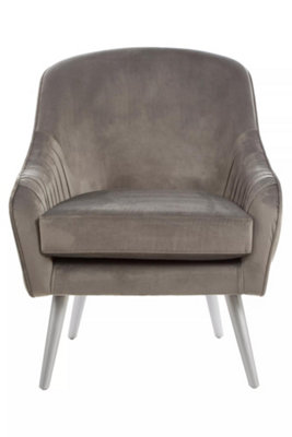 Orsina Luxurious Grey Velvet ChairDecent Curve Pleated ArmchairComfortable Velvet Upholestered Chair from B&Q