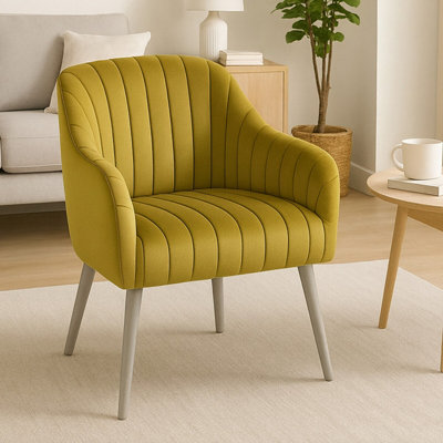 Orsina Comfortable Mustard Fabric Armchair For ReadingMid-Century Modern Chair For LivingroomsSleek Armchair from B&Q