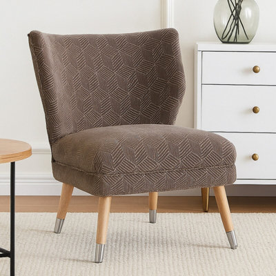 Orsina Elegant Grey Chenille Wingback ChairModern Grey Highback ChairStylish Mid-Century Armchair For Hallways from B&Q