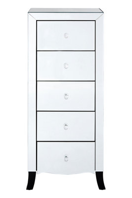 Orsina Stylish 5 Drawer Chest For Storing ItemsSpacious Mirror Surfaced ChestVersatile Silver Finished Chest from B&Q