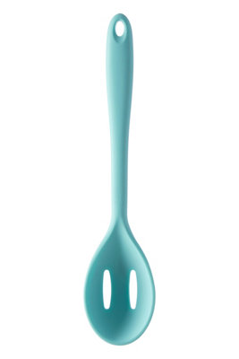 Premier Housewares Light/Green Interiors By Premier Silicone Slotted Spoon,Odour-Resistant Silicone Spoon With Slotted Paddle,Tapered Handle Spoon