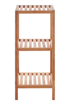 Orsina Contemporary Sleek 3 Tier Walnut Wood Bathroom Shelf UnitVersatile Large Shelving UnitDurable Shelf from B&Q