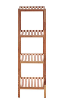 Orsina Versatile 4 Tier Walnut Wood Bathroom Shelf UnitContemporary Shelving UnitDurable Shelf Unit For Bedroom from B&Q