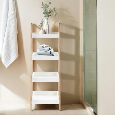 Orsina Contemporary Four Tier Birch Wood Bathroom Shelf UnitVersatile Large Shelving UnitDurable Shelf from B&Q