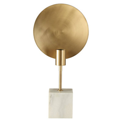 Orsina White Marble Table Lamp With Satin Gold Metal ShadeSquare Base LampLight Fixture For Luxe Interiors from B&Q