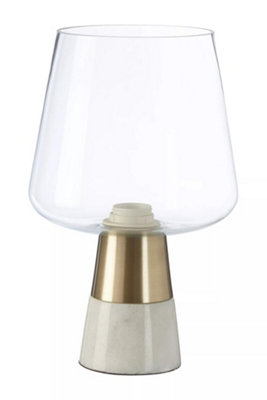 Orsina Glass Table Lamp With Marble BaseBrass Finish Decorative Desk Light Luxe Table Light For Living Room from B&Q