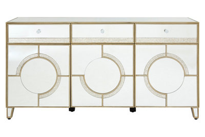Orsina Mirrored Glass Cabinet With Crystal-Style KnobsArt Deco Antique Finish Storage Cabinet With Drawers from B&Q