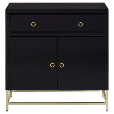 Premier Housewares Interiors By Premier Elegant Black Cabinet,classic Ample Storage Black Finished Chest With Gold HandlesVersatile Wooden Cabinet from B&Q