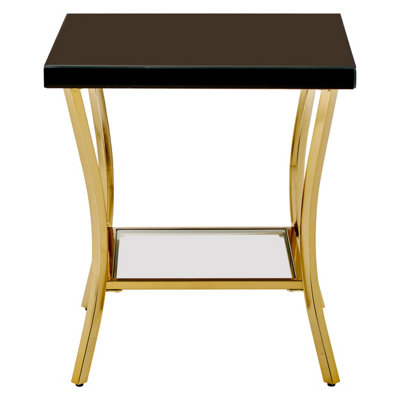 Premier Housewares Interiors By Premier Stylish Mirror Side Table, Decent Finish Bedside Table, Contemporary Decorative Table For Lounge Black/Gold