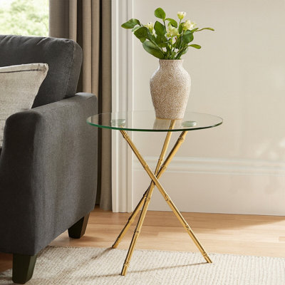 Orsina Versatile Knop Legs Side TableElegant Gold Finish Legs Of Bedside TableLightweight Small Lounge Table from B&Q