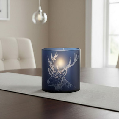 Orsina Large Blue Stag Candle HolderBlue Glass Construction Candle HolderStag Motif With Attractive Details from B&Q