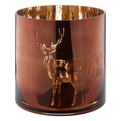 Orsina Large Brown Stag Candle HolderBrown Glass Construction Candle HolderStag Motif With Attractive Details from B&Q
