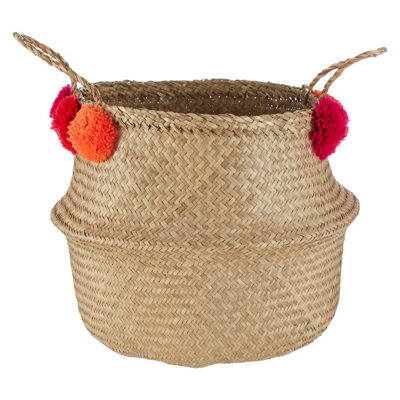 Orsina Small Seagrass Pom Pom Basket from B&Q