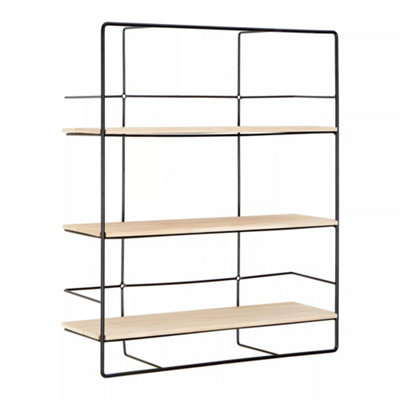 Premier Housewares Interiors By Premier Ample Storage 3 Layer Shelf, Durable Design Metal Frame Shelf For Balcony, Stylish Hanging Frame Shelf Light/Black