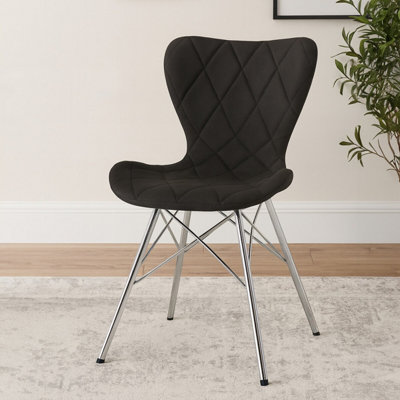 Orsina Black Dining ChairBackrest Dining ChairSpace-Saving Office Desk ChairEasy To Clean Bedroom Chair from B&Q