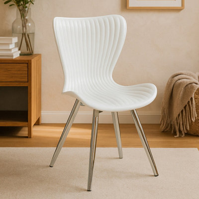 Orsina Dining ChairBackrest Dining ChairSpace-Saving Office Desk ChairEasy To Clean Plastic Dining Chair from B&Q