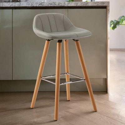 Orsina Grey Faux Leather Bar StoolComfortable Seating Bar Stool With BackEasy To Clean Kitchen Bar Stool from B&Q