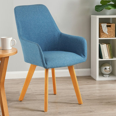 Premier Housewares Interiors By Premier Leisure Chair, Effortless Cleaning Lounge Chair, Space-Saving Armchair, Comfortable Lobby Chair Blue