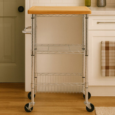 Orsina Sturdy 3 Tier Kitchen TrolleyStylish Garden Drinks TrolleyEco Friendly Island Trolley For Kitchen from B&Q
