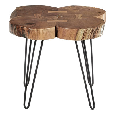 Orsina Distinctive Side Table With  Acacia Wood Rings On TopGeometric Bow-Shaped Bedside TableMetal Round Table from B&Q