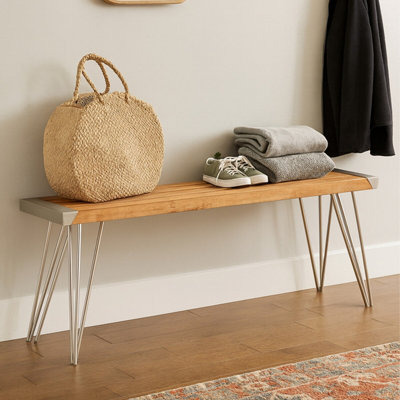 Orsina Modern Design Teak Wood Bench For PatioVersatile Wooden BenchSpacious Storage Bench,luxe Kitchen Bench from B&Q