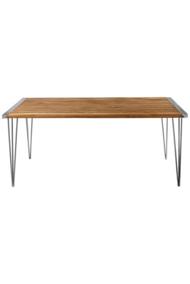 Orsina Sleek Teak Wood Dining TableElegant Textured Wooden Table For Outdoor PatioModern Kitchen Table from B&Q
