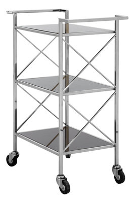 Orsina Black Mirrored Glass 3 Tier Trolley,movable Drinks Trolley,dining Cart With WheelsKitchen Storage Trolley from B&Q