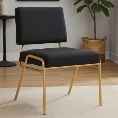 Orsina Comfortable Black Linen ChairElegant Design Comfortable Chair For BedroomGold Finish Accent Chair from B&Q