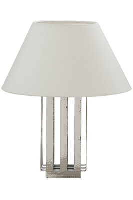 Orsina Brendan Textured Stainless Steel Table LampWhite Fabric Empire ShadeHammered Silver Finish Lighting from B&Q