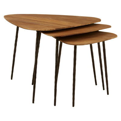 Orsina Textured Wooden Triangular Tables,set Of 3 End Tables,compact Accent Tables,distinctive Decorative Tables from B&Q