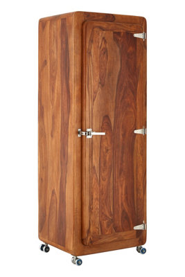 Orsina Sheesham Wood Tall Cabinet,classic Teak Finished Media Unit,display Corner Unit,luxe Wooden Shelving Cabinet from B&Q