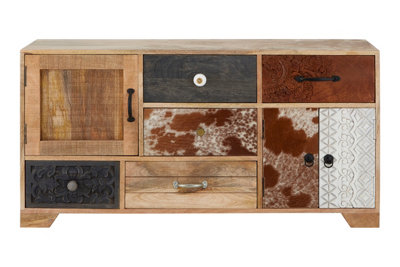 Orsina Sustainable Mango Wood Low Sideboard,storage Cabinet With Five Drawers,television Cabinet With Two Cupboards from B&Q