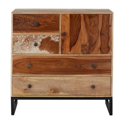 Orsina Boho Mango Wood Sideboard,matte Black Metallic Storage Media Unit,kitcehn Cabinet,lounge Display Cabinet from B&Q