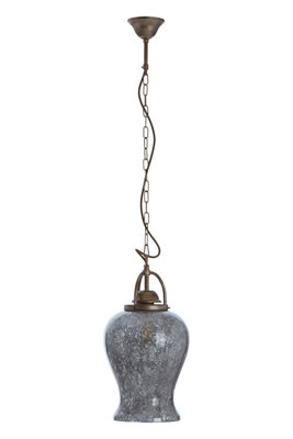 Orsina Antique Silver Finish Pendant LightRustic Mirrored Glass Hanging Light For Dining Room Or Hallway from B&Q