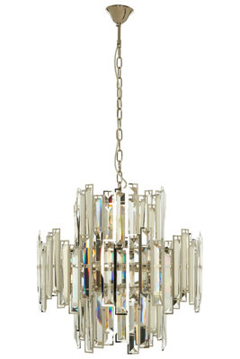 Orsina Small Nickel Plated ChandelierCrystal Glass And Stainless Steel Pendant LightStatement Ceiling Fixture from B&Q