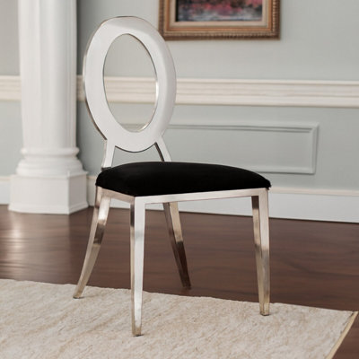 Orsina Luxe Round Back Dining ChairElegant Silver Armless Accent ChairBlack Velvet Upholstered Modern Chair from B&Q