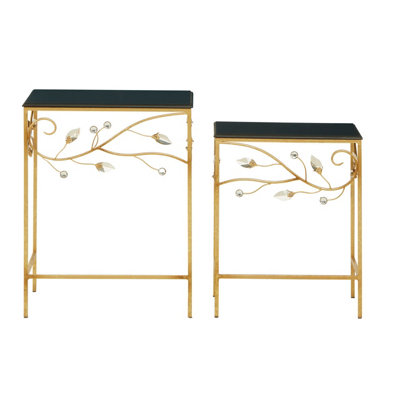Orsina Versatile Set Of 2 Tables With Black Wooden TopNesting Design Side TablesElegant Side Table By Couch from B&Q