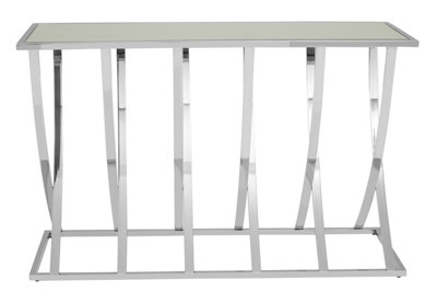 Orsina Silver Chrome Finish Console TableModern Functional Storage Table For KitchenSpacious Decorative Table from B&Q
