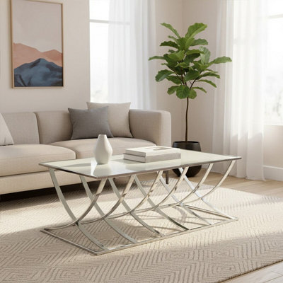 Orsina Convenient Spacious Silver Coffee TableLuxe Design Decorative TableSleek Metallic Chrome Finish Table from B&Q