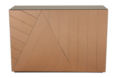 Orsina Copper-Gold Finished Console,mirrored Cabinet With Symmetrical Glass Motifs,metallic Chest,hallway Console from B&Q