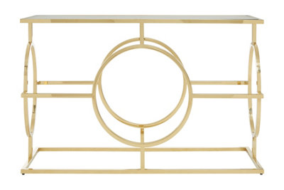 Premier Housewares Interiors By Premier Elegant Metallic Console TableLuxe Gold Finish Decorative TableModern Spacious Storage Table For Kitchen from B&Q