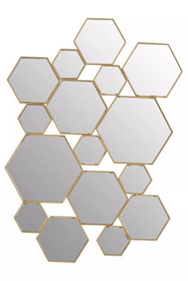 Orsina Gold Finish Wall MirrorStylish Hexagonal Design Accent Mirror For DecorFunctional Geometric New Mirror from B&Q