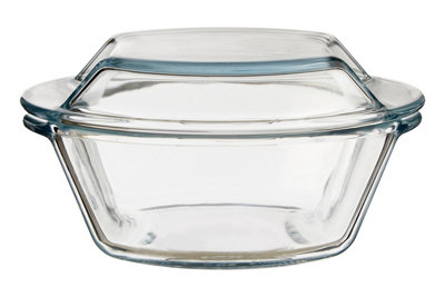 B&Q -  Small Round Glass Casserole DishDurable Borosilicate Glass Oven Dish With LidHeat-Resistant Bakeware