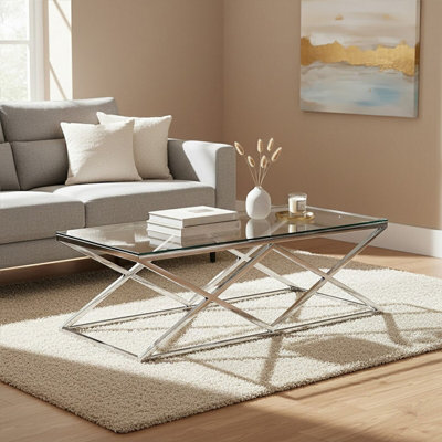 Premier Housewares Silver Interiors By Premier Allure Inverted Prism Base Coffee Table