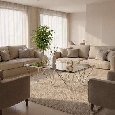 Premier Housewares Interiors By Premier Allure Spike Triangles Base Coffee Table Silver