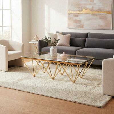 Orsina Unique Design Gold Finish Spike Legs Coffee TableDurable Decorative TableSleek Display Coffee Table from B&Q