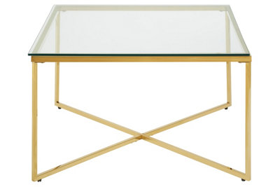Orsina Contemporary Design Gold Finish Cross Base End TableVersatile Side TableFunctional Table For Livingroom from B&Q