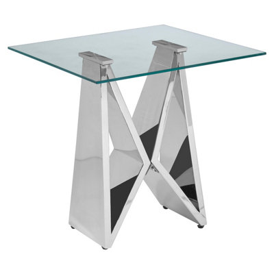 Orsina Modern Design Wing Base End TableWing Base Design Metal End TableTempered Glass Top Versatile Table from B&Q