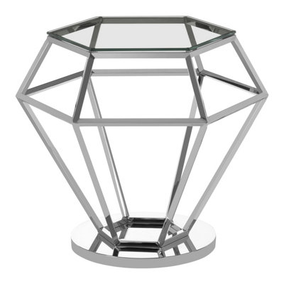 Orsina Allure Silver Finish Diamond End Table from B&Q