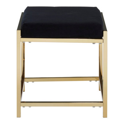Orsina Allure Black Velvet And Gold Finish Stool from B&Q